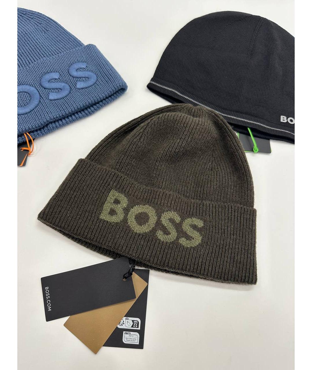 HUGO BOSS Хаки шерстяная шапка, фото 2