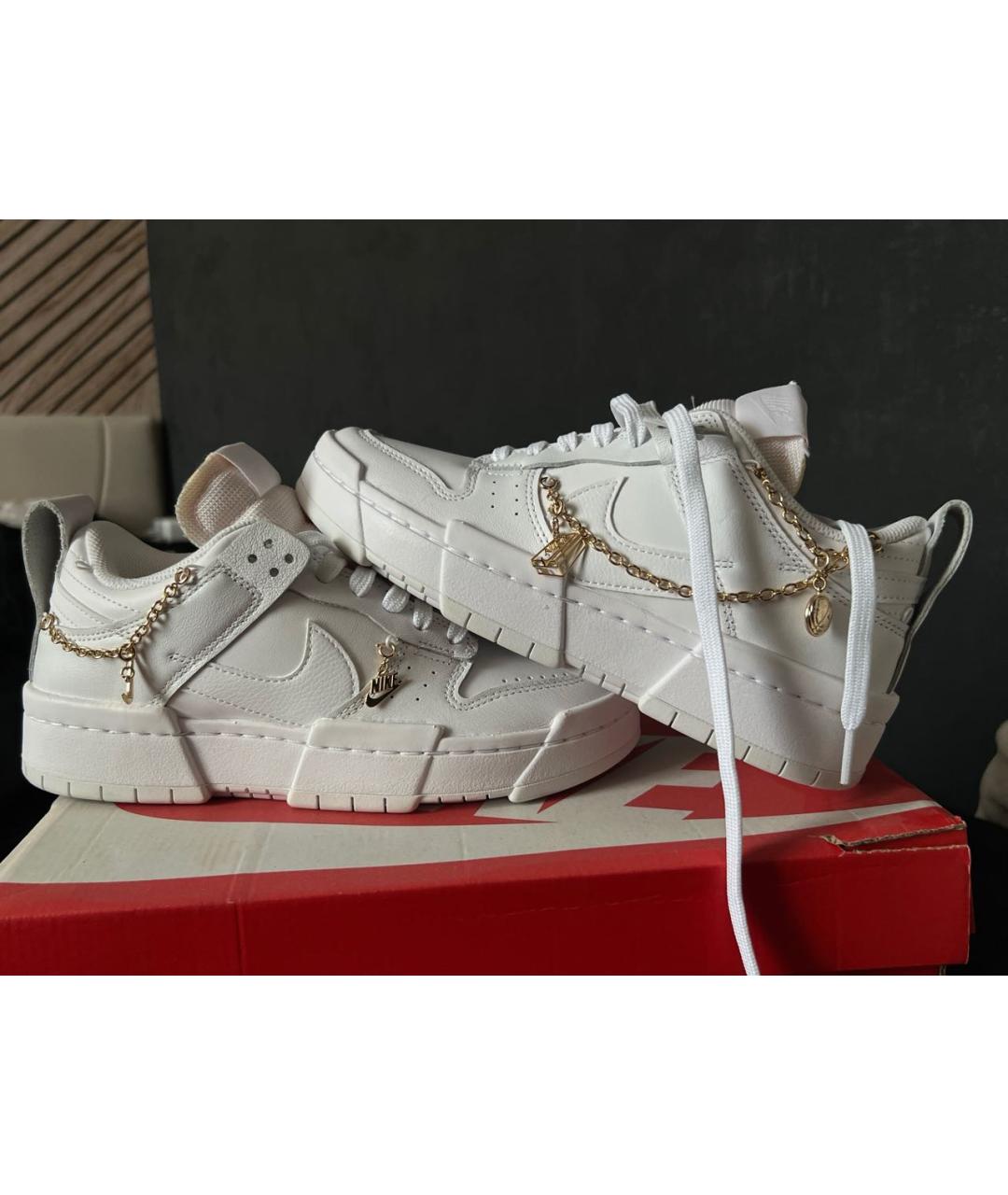 NIKE Белые кроссовки из искусственной кожи, фото 5