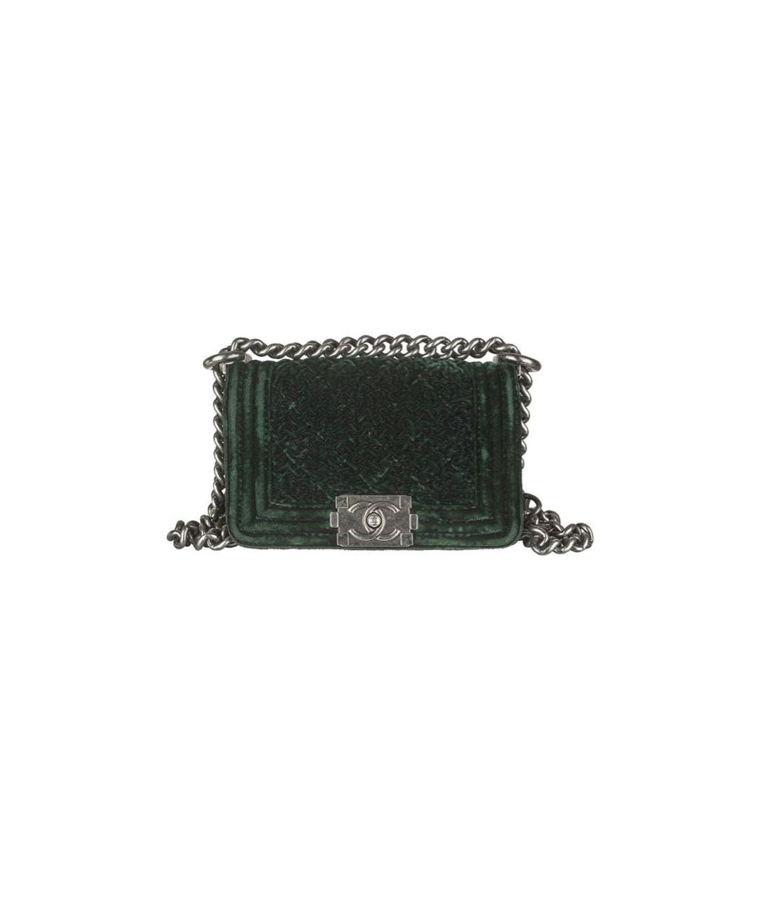 CHANEL Зеленая бархатная сумка через плечо, фото 9