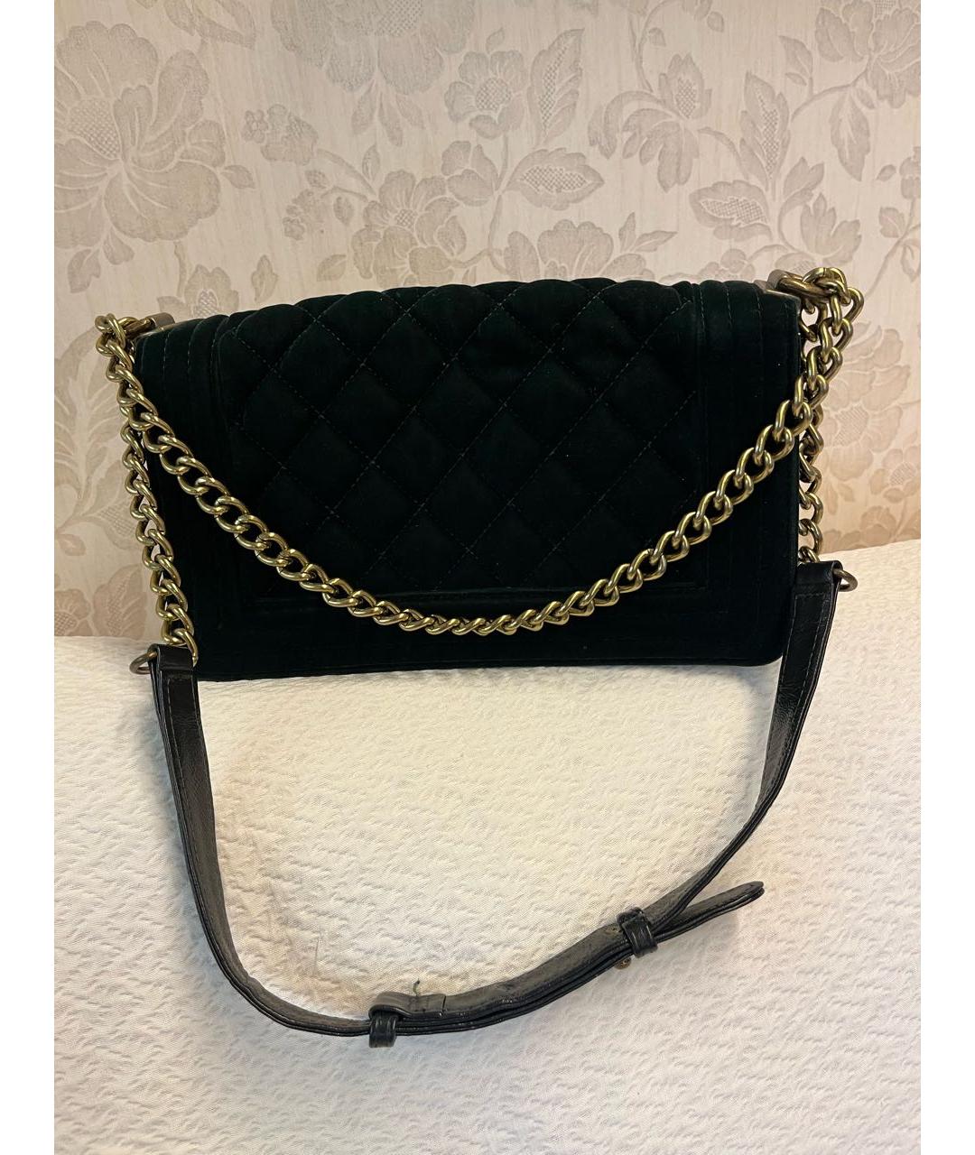CHANEL Зеленая бархатная сумка через плечо, фото 3