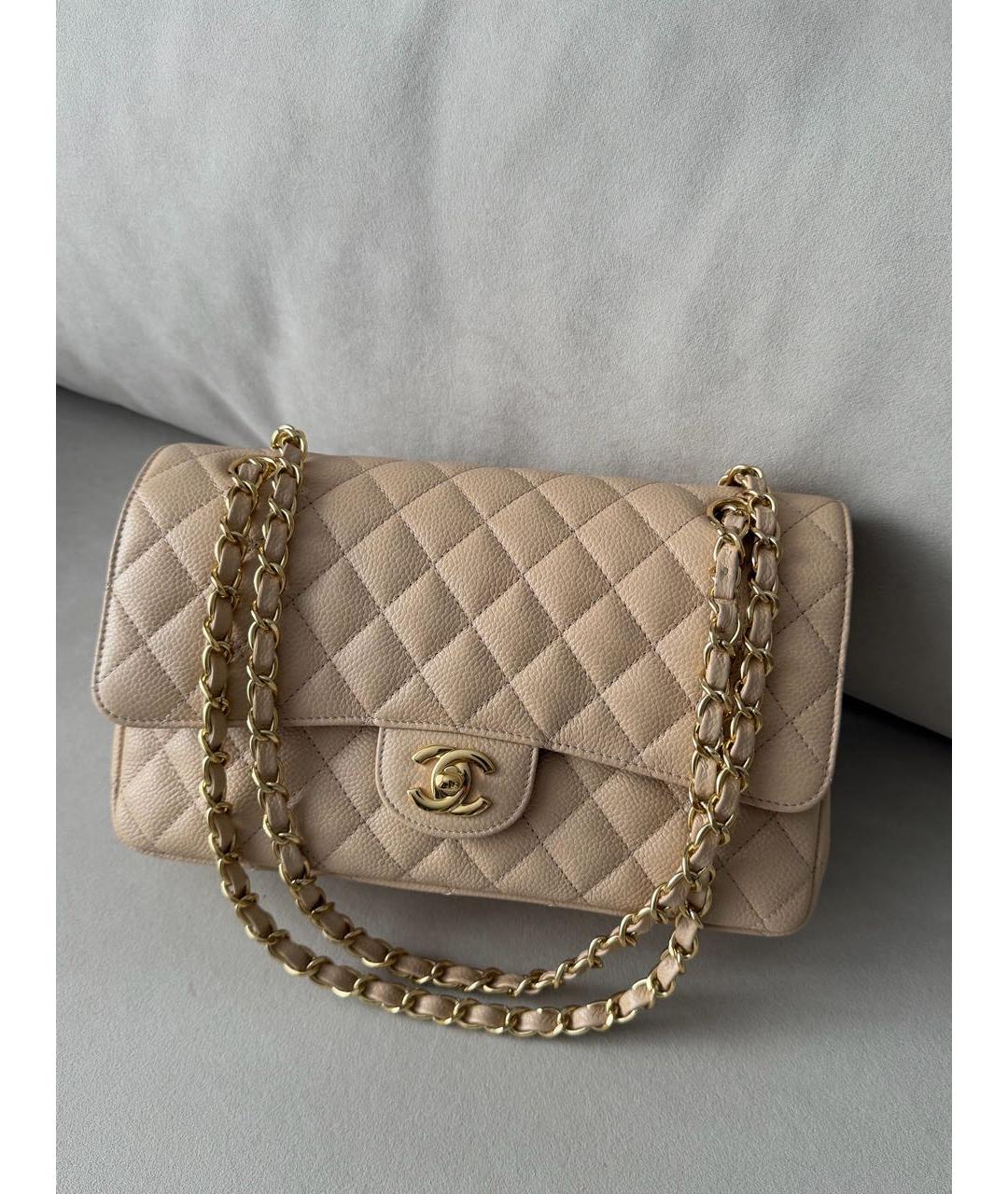 CHANEL Бежевая кожаная сумка через плечо, фото 9