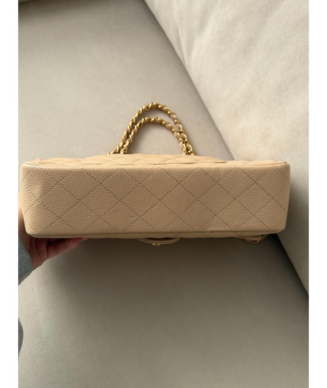 CHANEL Бежевая кожаная сумка через плечо, фото 3