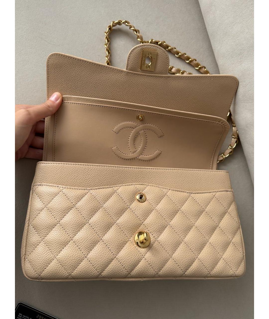 CHANEL Бежевая кожаная сумка через плечо, фото 5