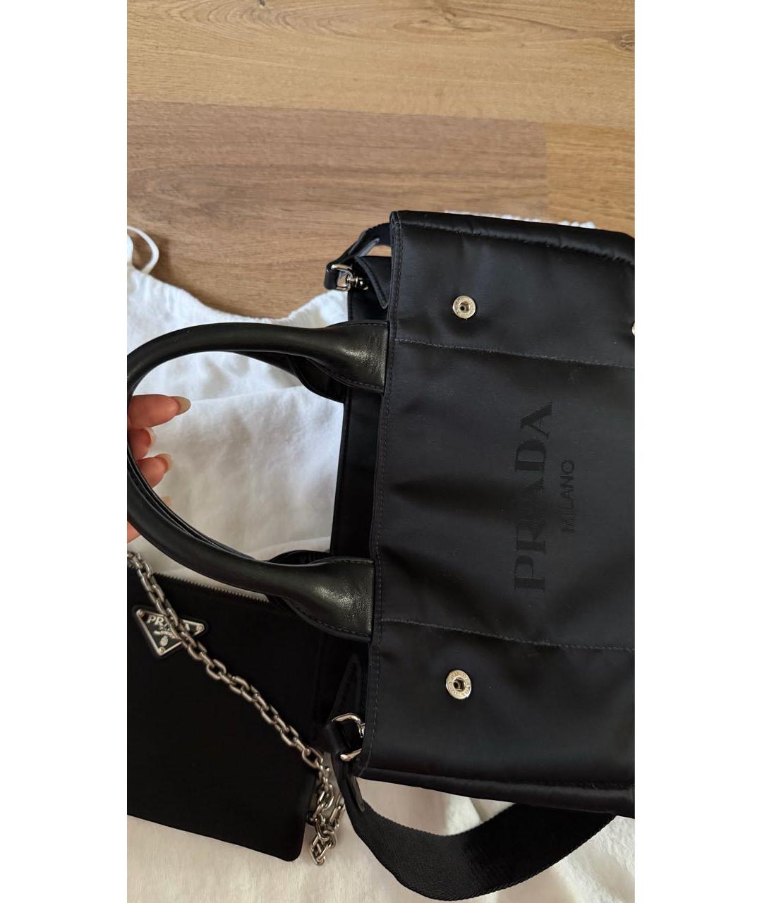 PRADA Черная нейлоновая сумка тоут, фото 6