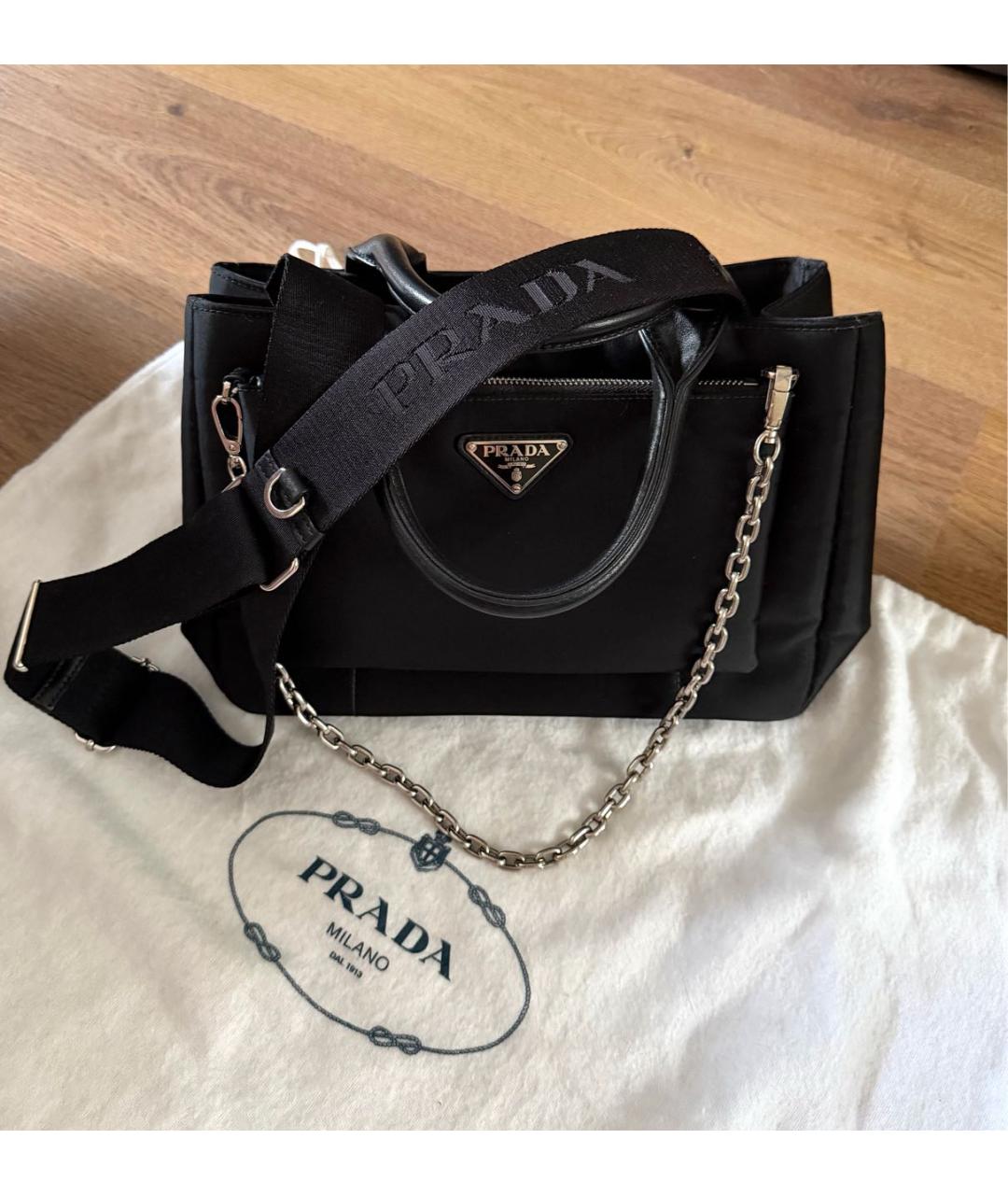 PRADA Черная нейлоновая сумка тоут, фото 3