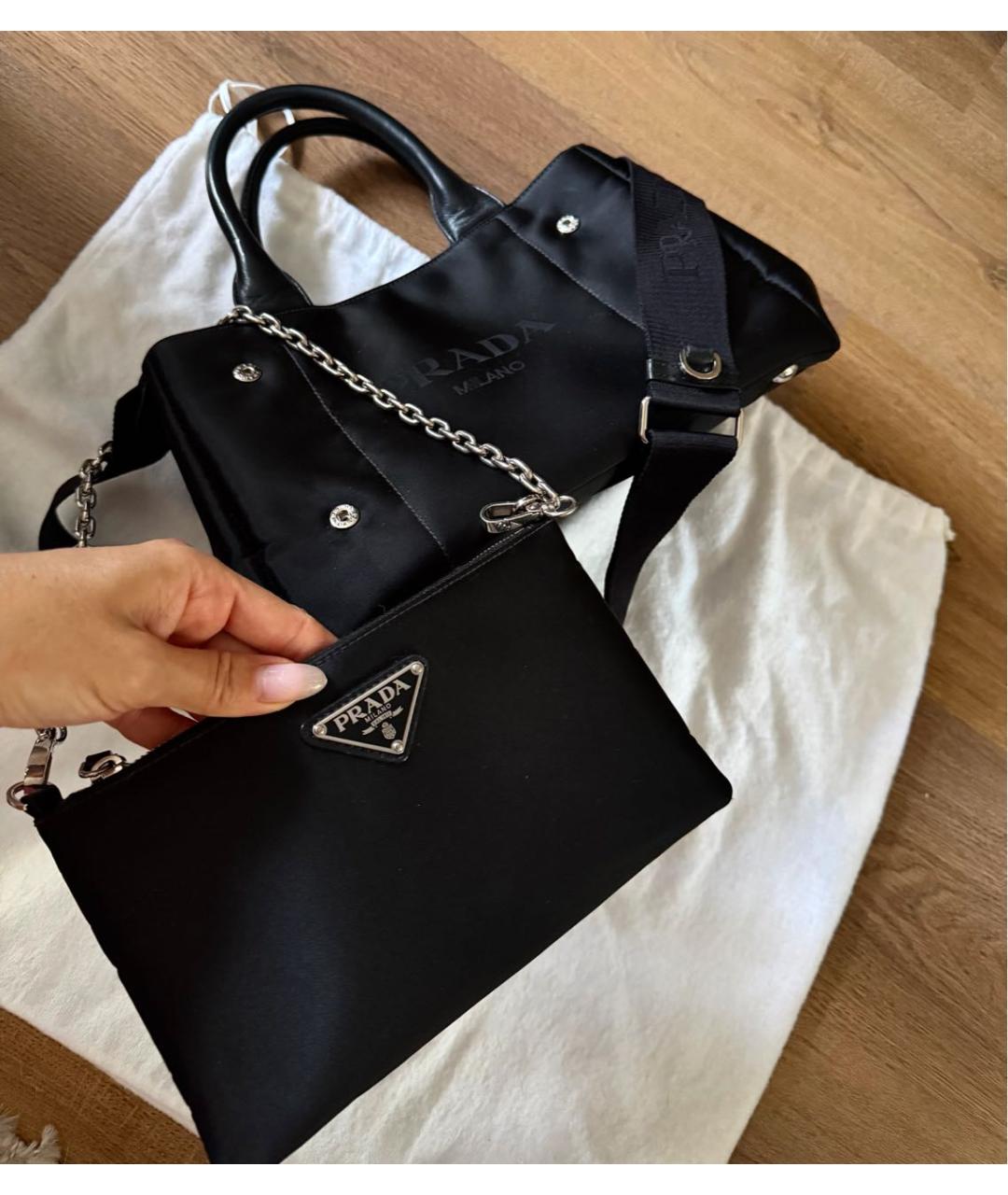 PRADA Черная нейлоновая сумка тоут, фото 5
