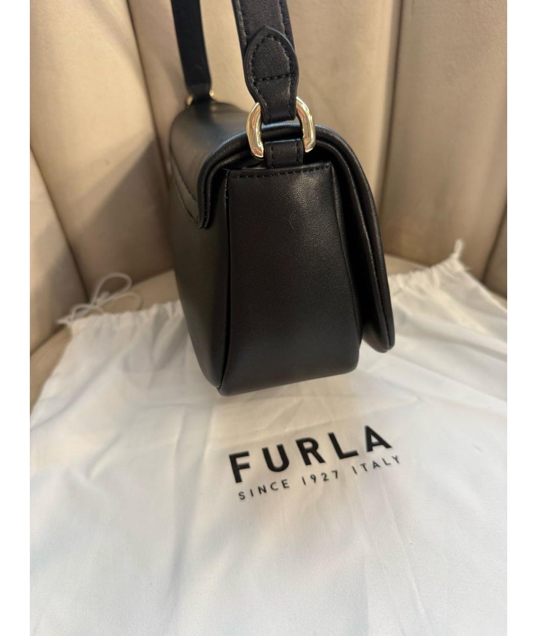 FURLA Черная кожаная сумка с короткими ручками, фото 3