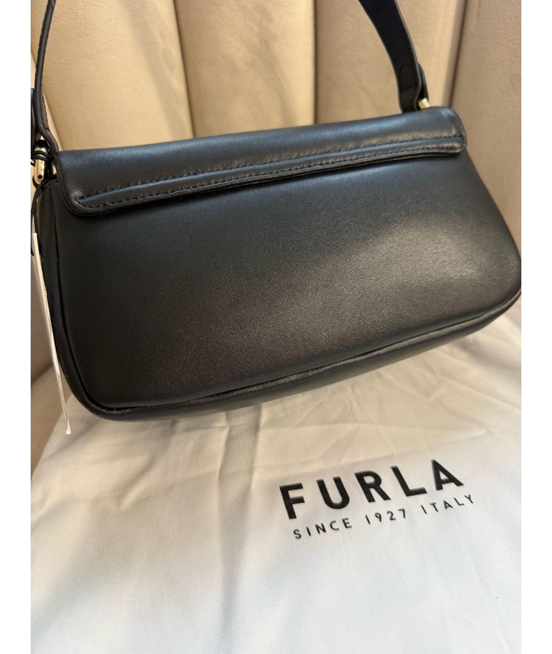 FURLA Черная кожаная сумка с короткими ручками, фото 4