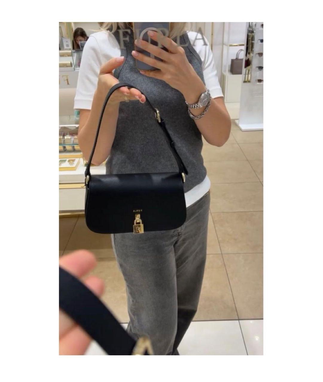 FURLA Черная кожаная сумка с короткими ручками, фото 8