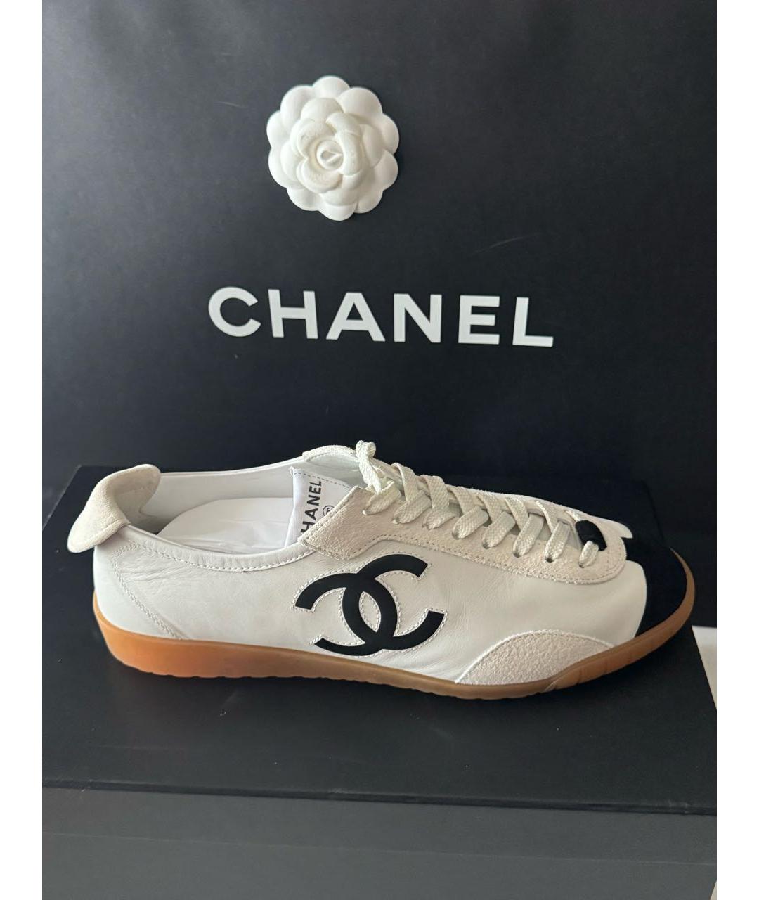 CHANEL Белые кожаные кеды, фото 9