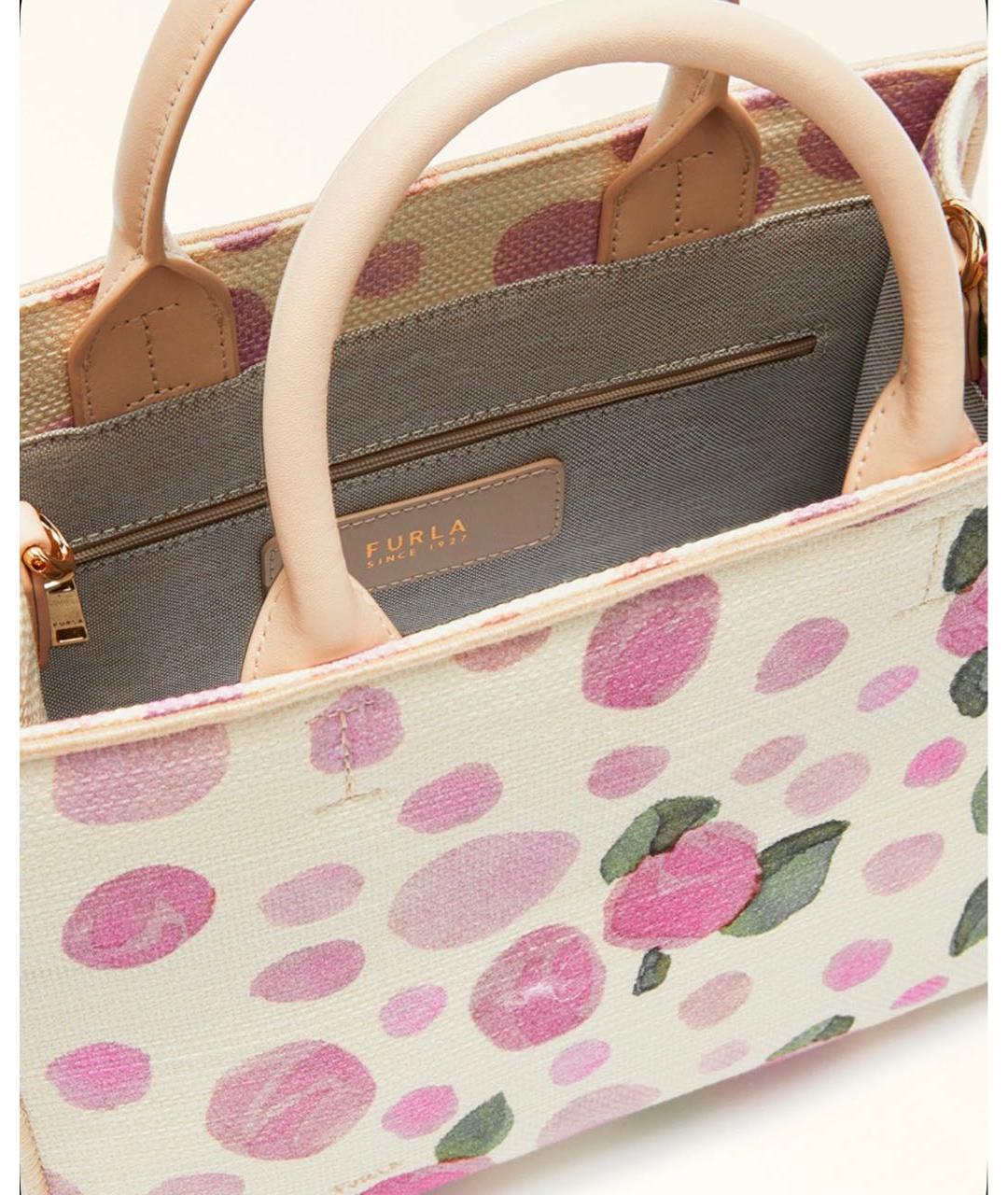 FURLA Розовая сумка тоут из канвы, фото 4