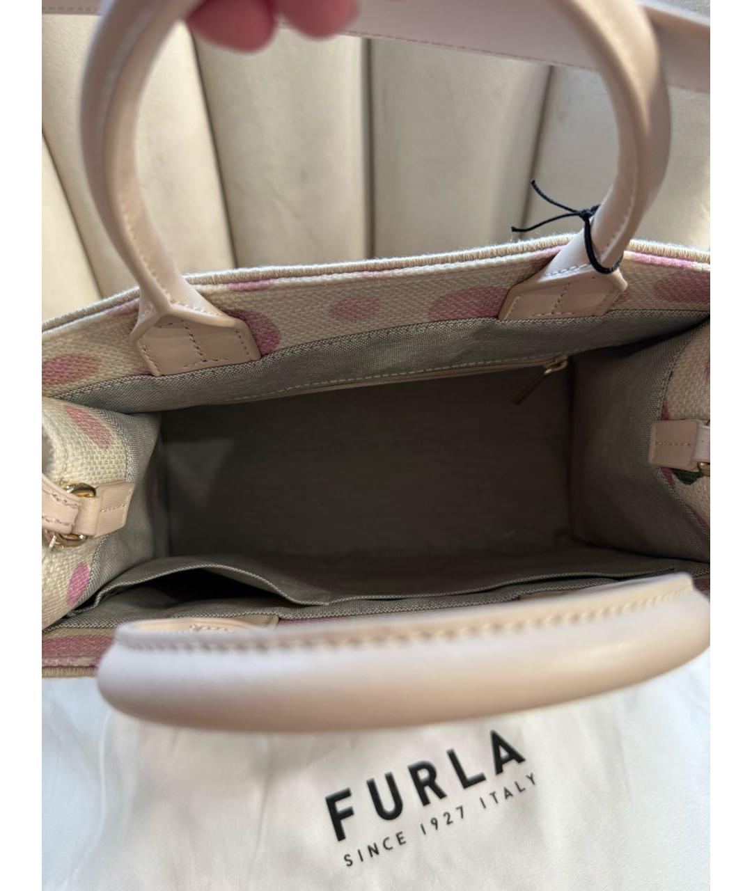 FURLA Розовая сумка тоут из канвы, фото 6