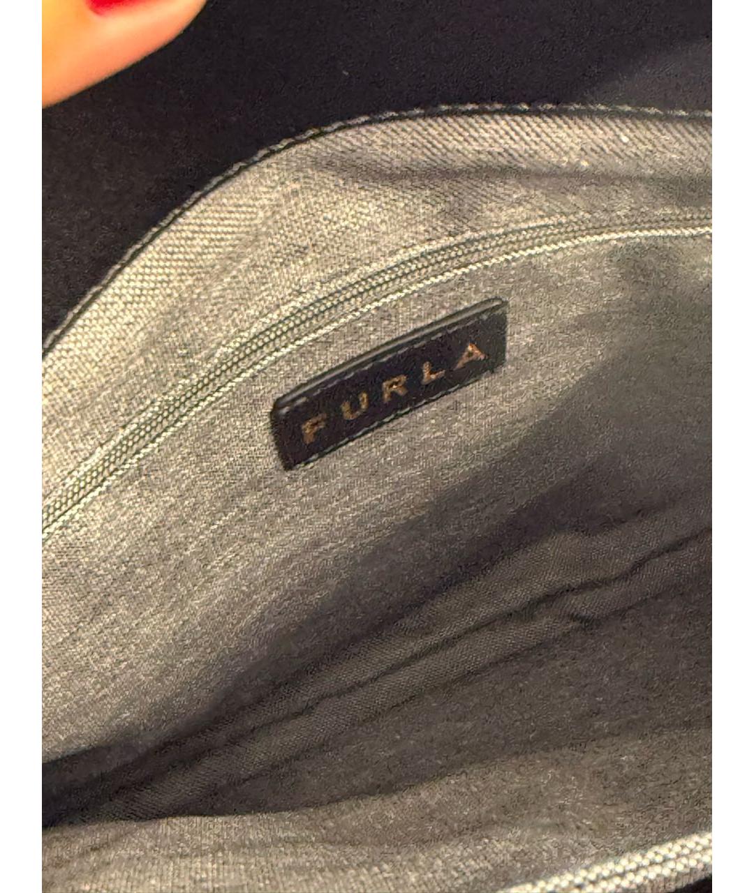 FURLA Черная кожаная сумка с короткими ручками, фото 6