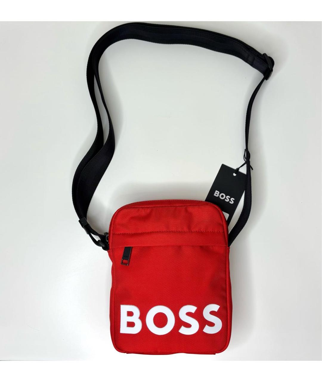 HUGO BOSS Красная синтетическая сумка на плечо, фото 4