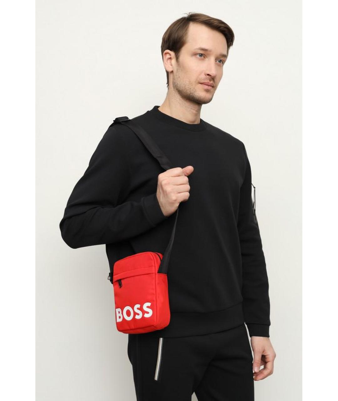 HUGO BOSS Красная синтетическая сумка на плечо, фото 2