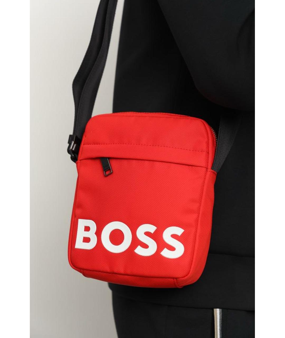 HUGO BOSS Красная синтетическая сумка на плечо, фото 3