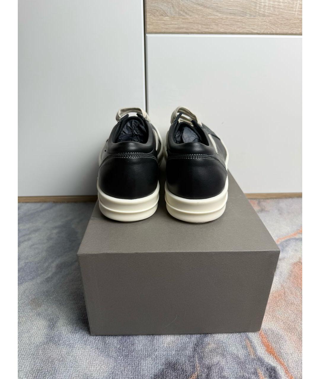 RICK OWENS Черные кожаные низкие кроссовки / кеды, фото 3