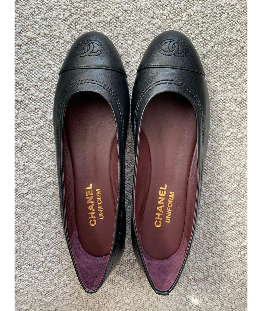 CHANEL Черные кожаные балетки, фото 3