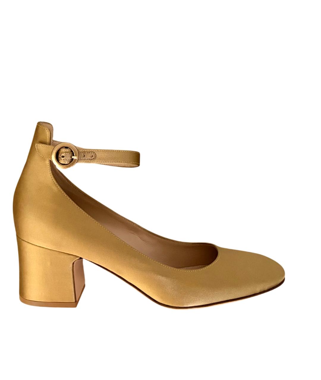 GIANVITO ROSSI Золотые текстильные туфли, фото 8