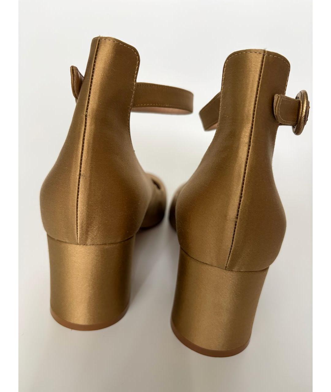GIANVITO ROSSI Золотые текстильные туфли, фото 6