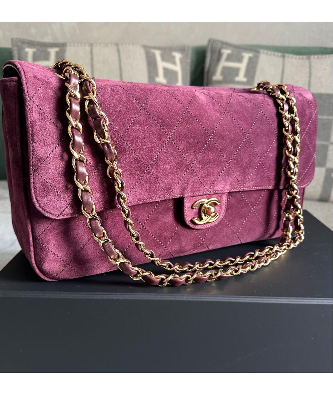 CHANEL Бордовая замшевая сумка через плечо, фото 5