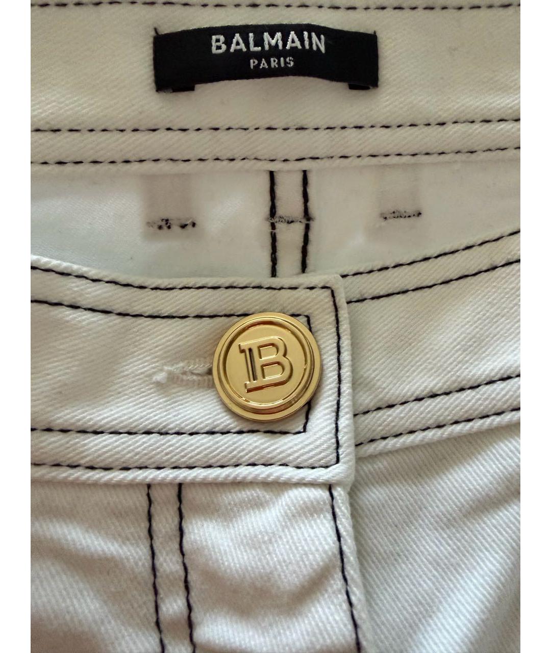 BALMAIN Белые хлопко-эластановые джинсы слим, фото 3