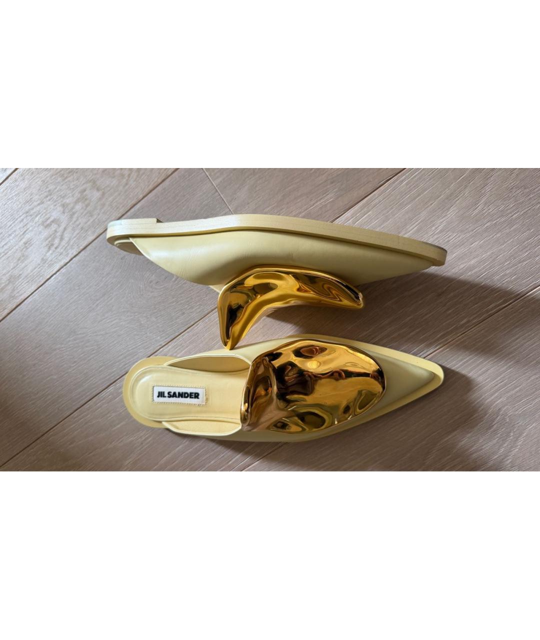 JIL SANDER Желтые кожаные мюли, фото 7