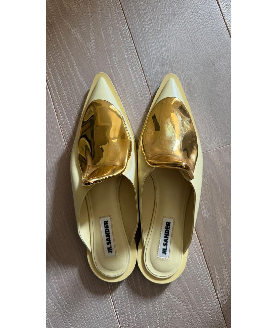 JIL SANDER Желтые кожаные мюли, фото 2