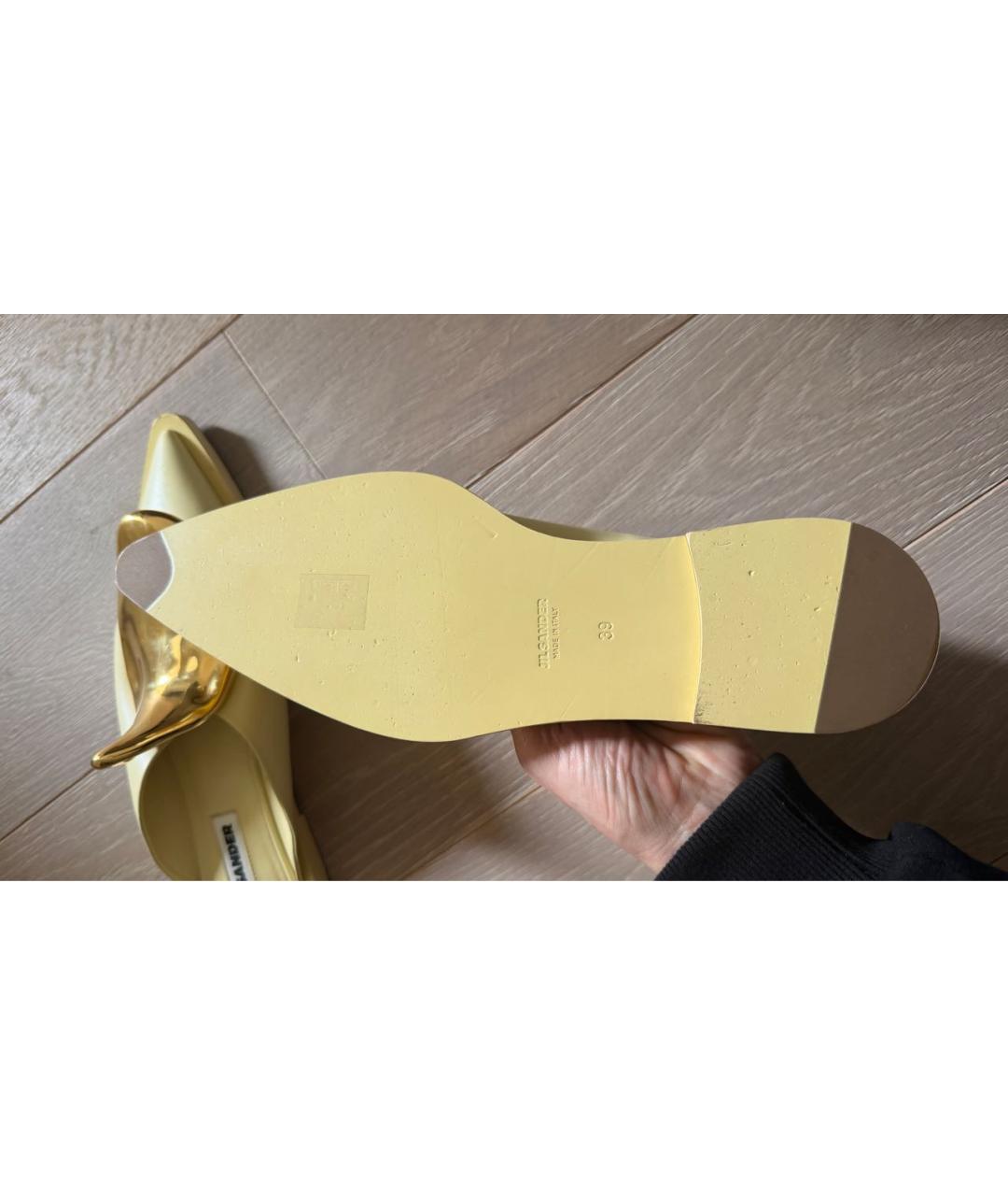 JIL SANDER Желтые кожаные мюли, фото 6