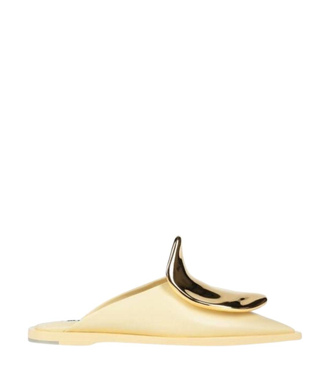 JIL SANDER Желтые кожаные мюли, фото 1