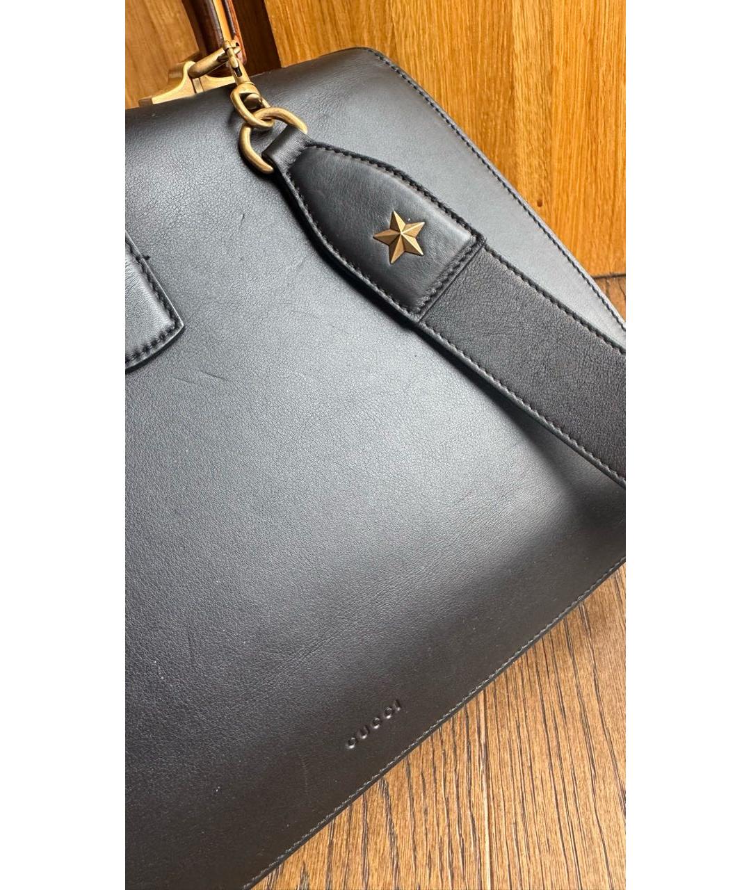 GUCCI Черная кожаная сумка с короткими ручками, фото 8