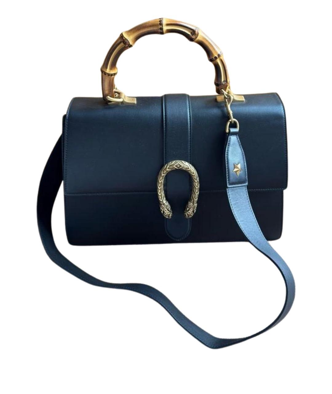 GUCCI Черная кожаная сумка с короткими ручками, фото 1