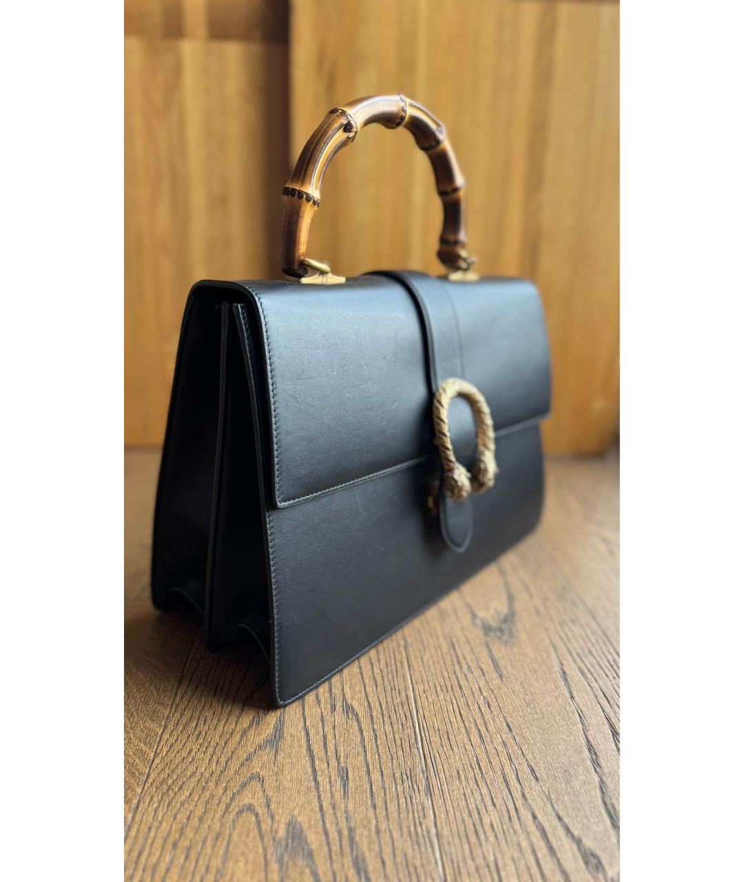 GUCCI Черная кожаная сумка с короткими ручками, фото 2