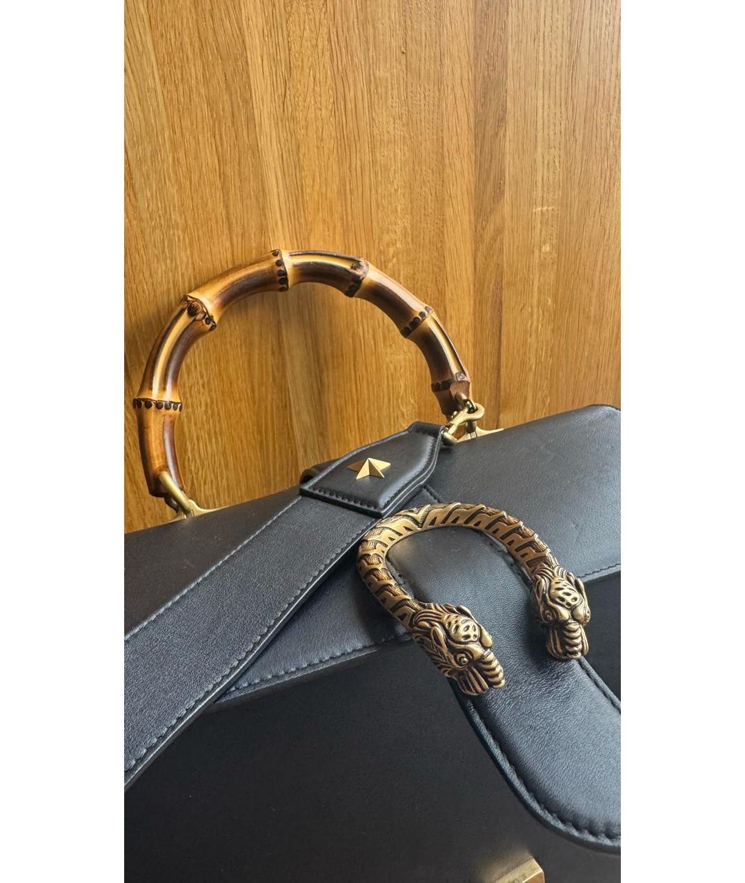 GUCCI Черная кожаная сумка с короткими ручками, фото 5
