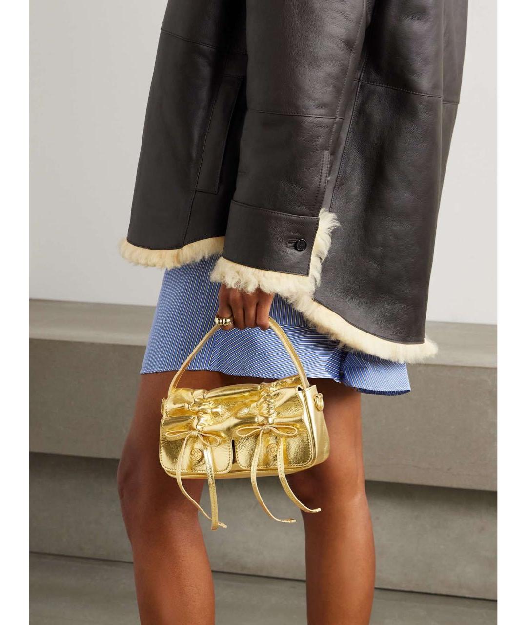 ACNE STUDIOS Золотая кожаная сумка через плечо, фото 4