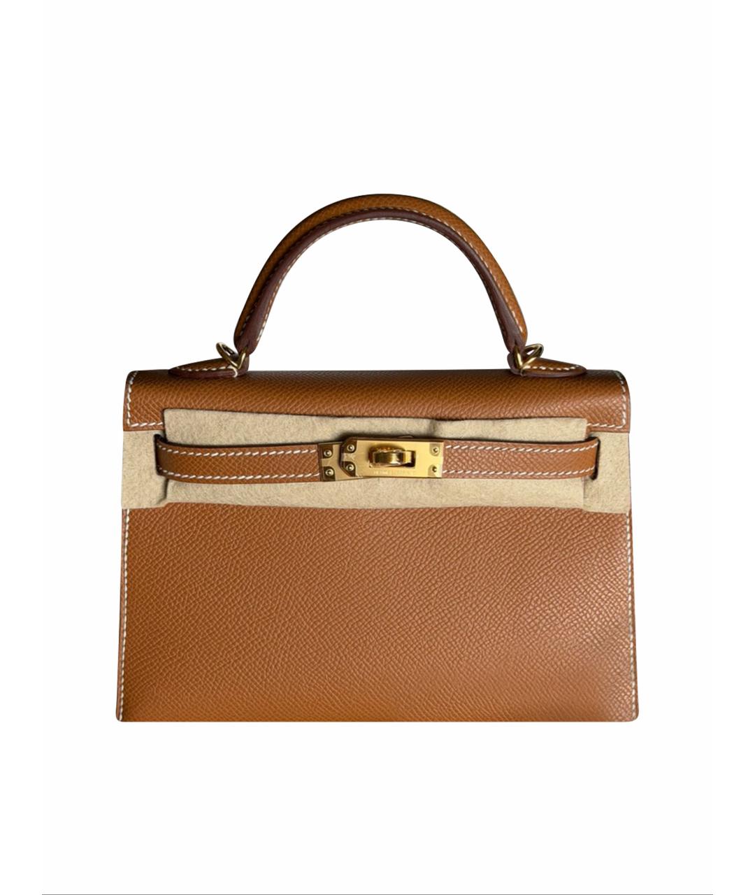 HERMES Коричневая кожаная сумка через плечо, фото 1
