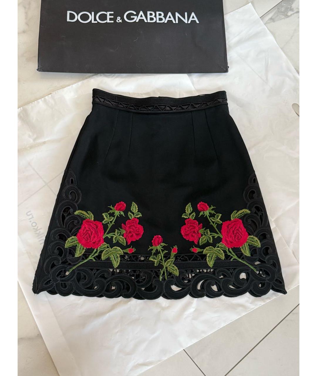 DOLCE&GABBANA Черная вискозная юбка миди, фото 5