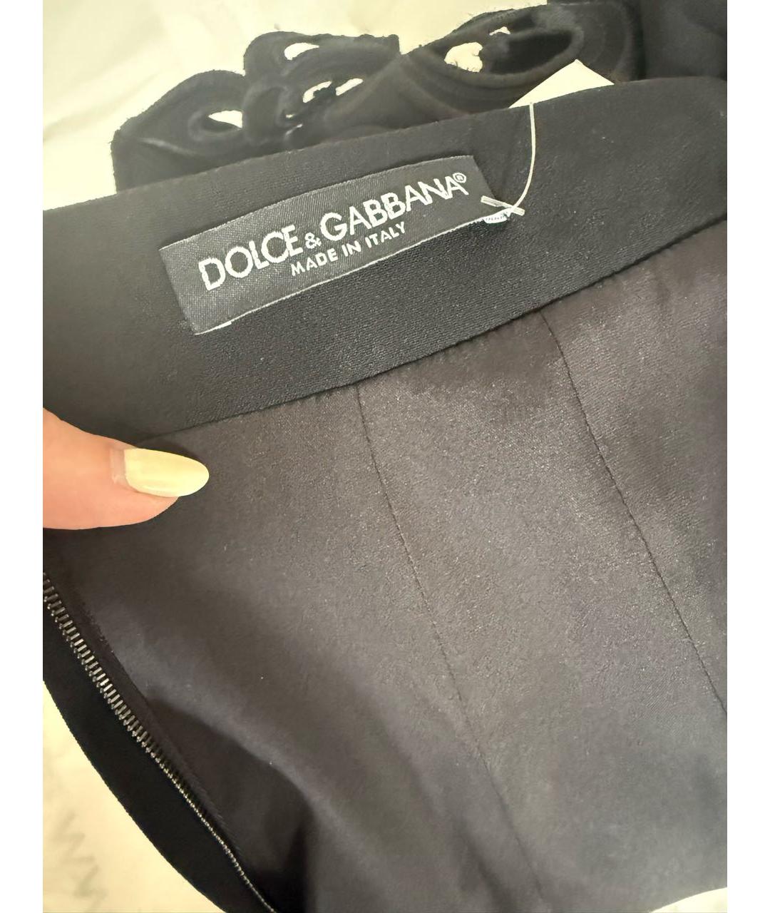 DOLCE&GABBANA Черная вискозная юбка миди, фото 4