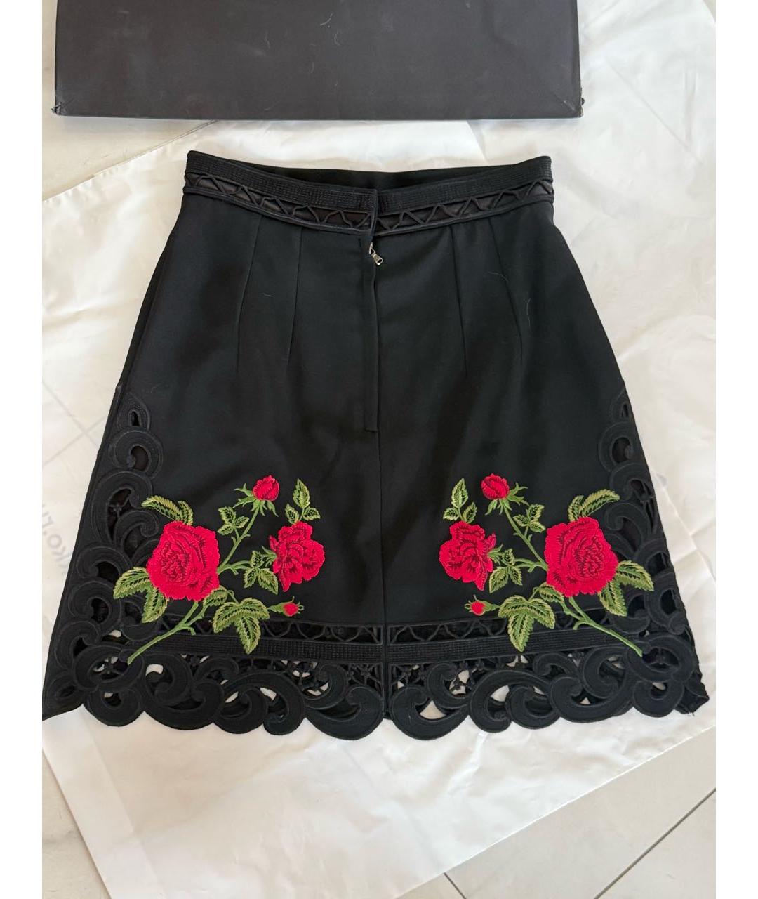 DOLCE&GABBANA Черная вискозная юбка миди, фото 2