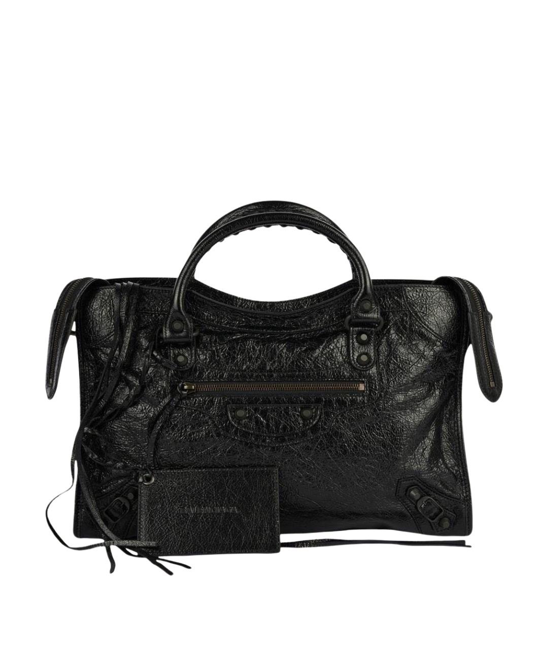 BALENCIAGA Черная кожаная сумка тоут, фото 1