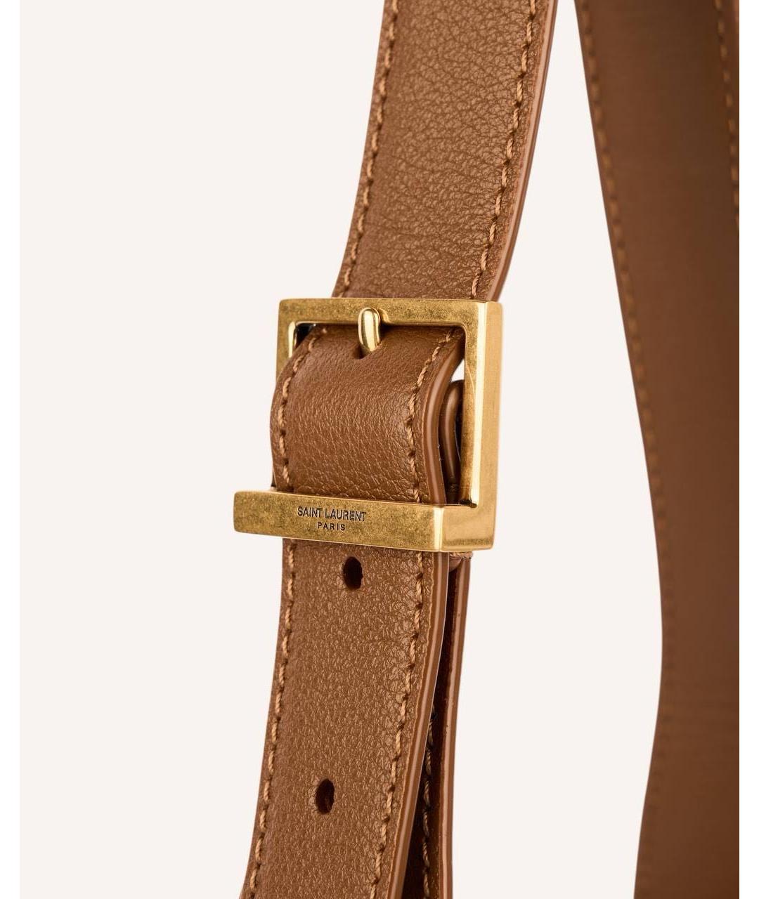 SAINT LAURENT Коричневая кожаная сумка тоут, фото 5
