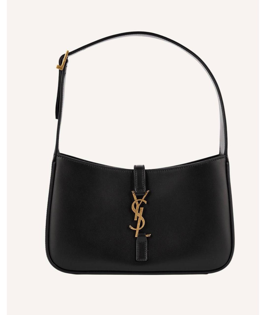 SAINT LAURENT Черная кожаная сумка с короткими ручками, фото 7