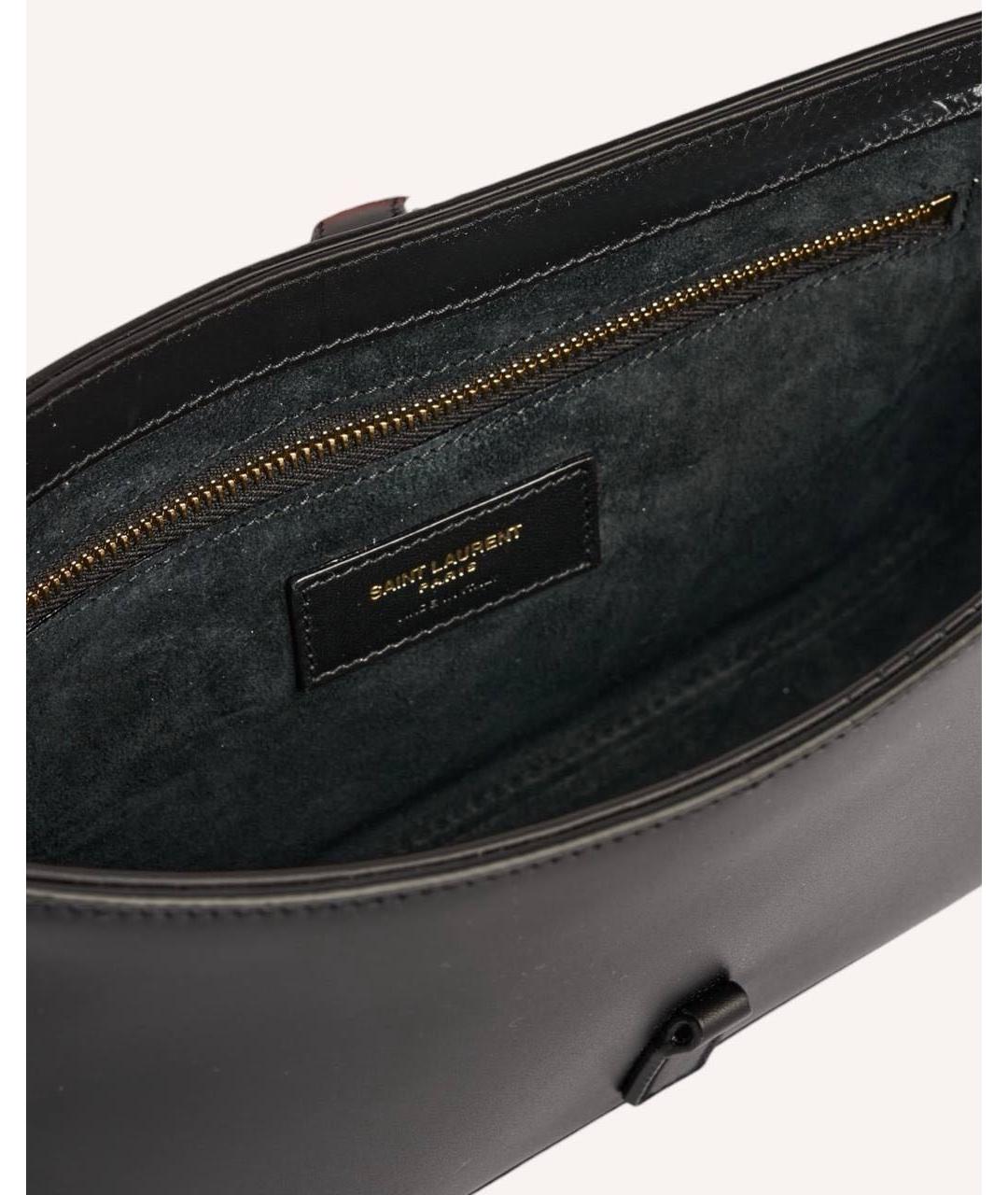 SAINT LAURENT Черная кожаная сумка с короткими ручками, фото 6