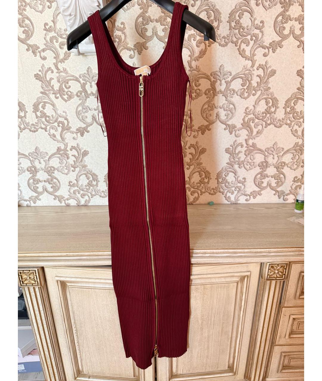MICHAEL KORS Бордовое вискозное повседневное платье, фото 6
