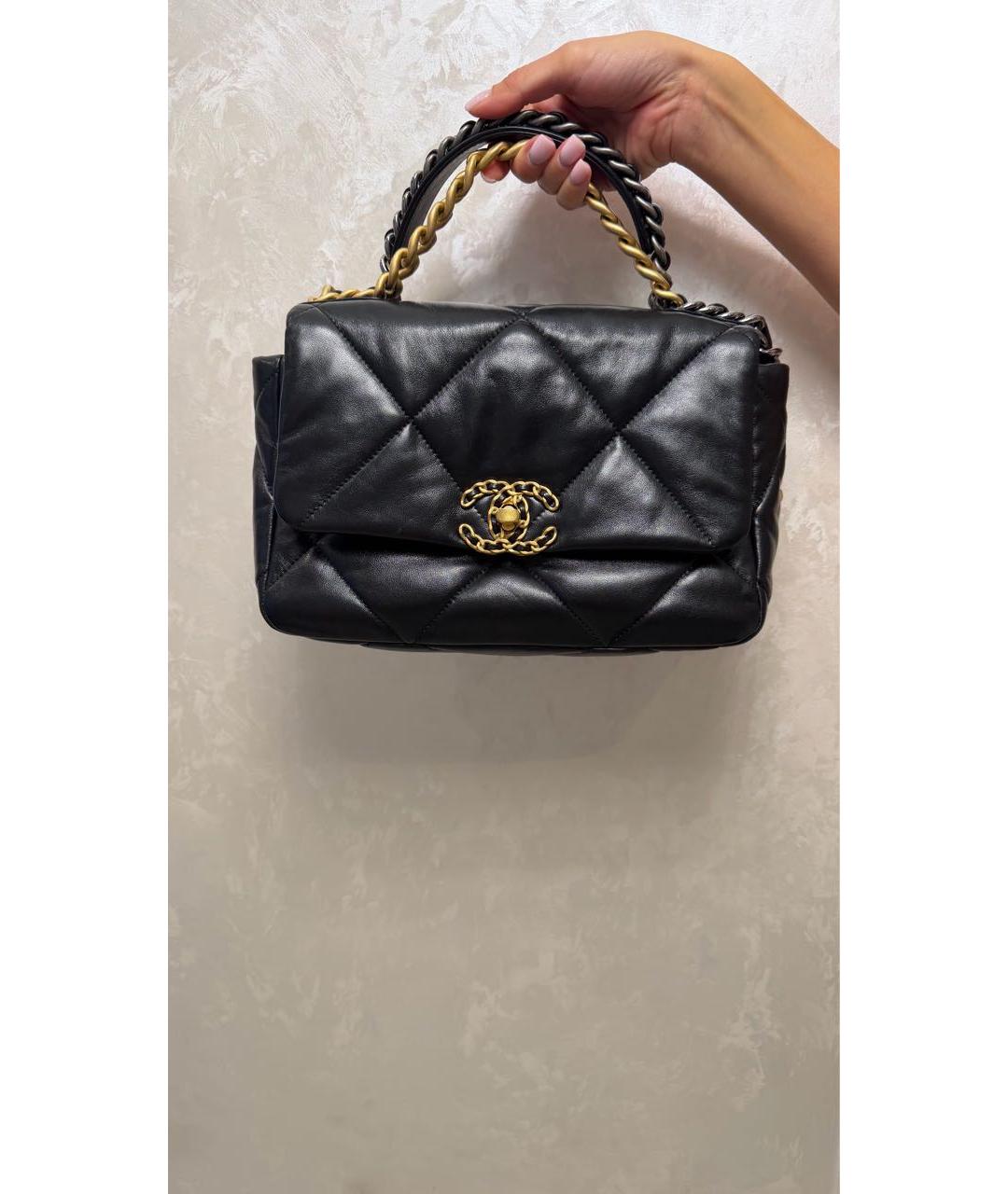 CHANEL Черная кожаная сумка с короткими ручками, фото 5