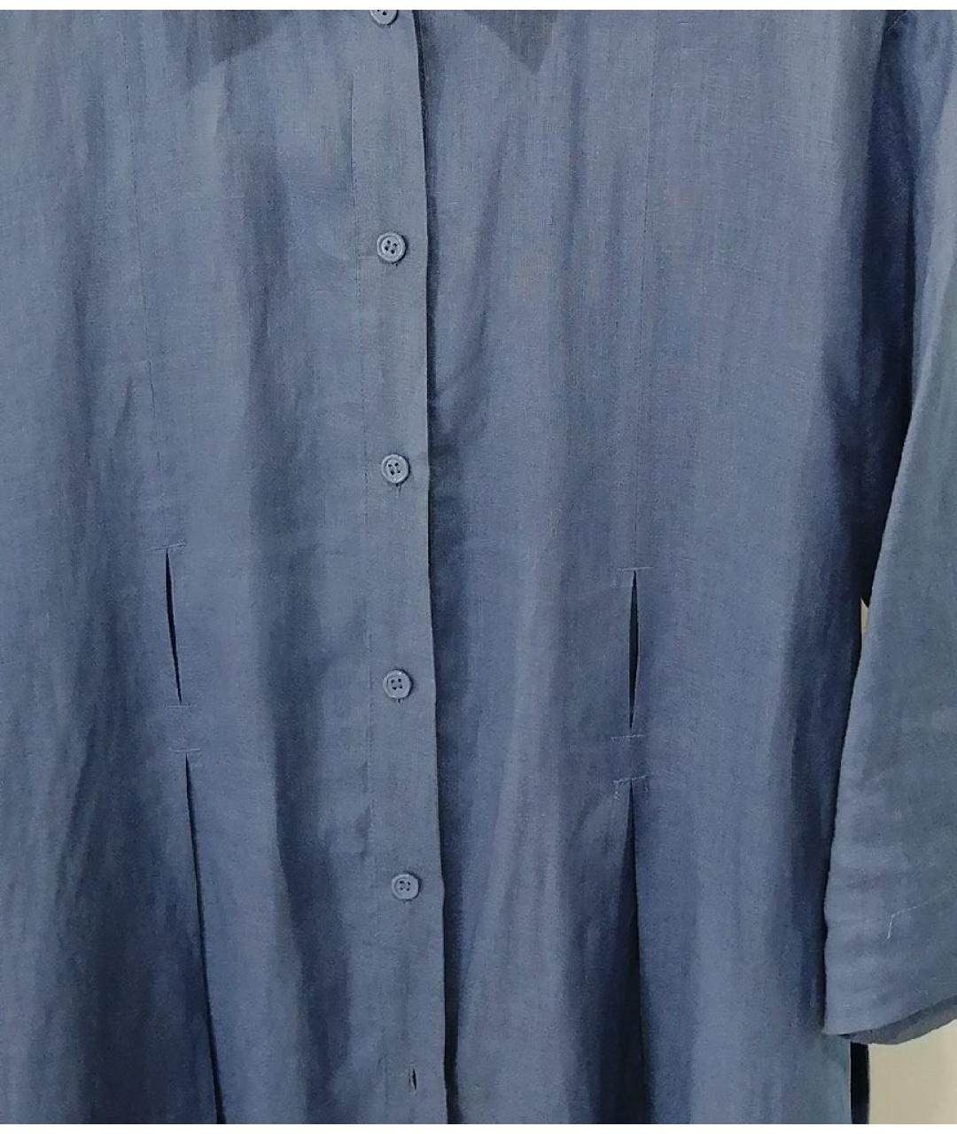 MAX MARA Голубое льняное повседневное платье, фото 4