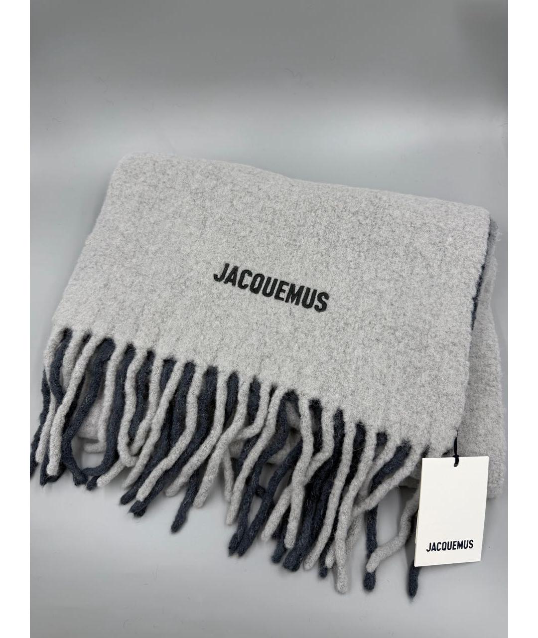 JACQUEMUS Серый шерстяной шарф, фото 2