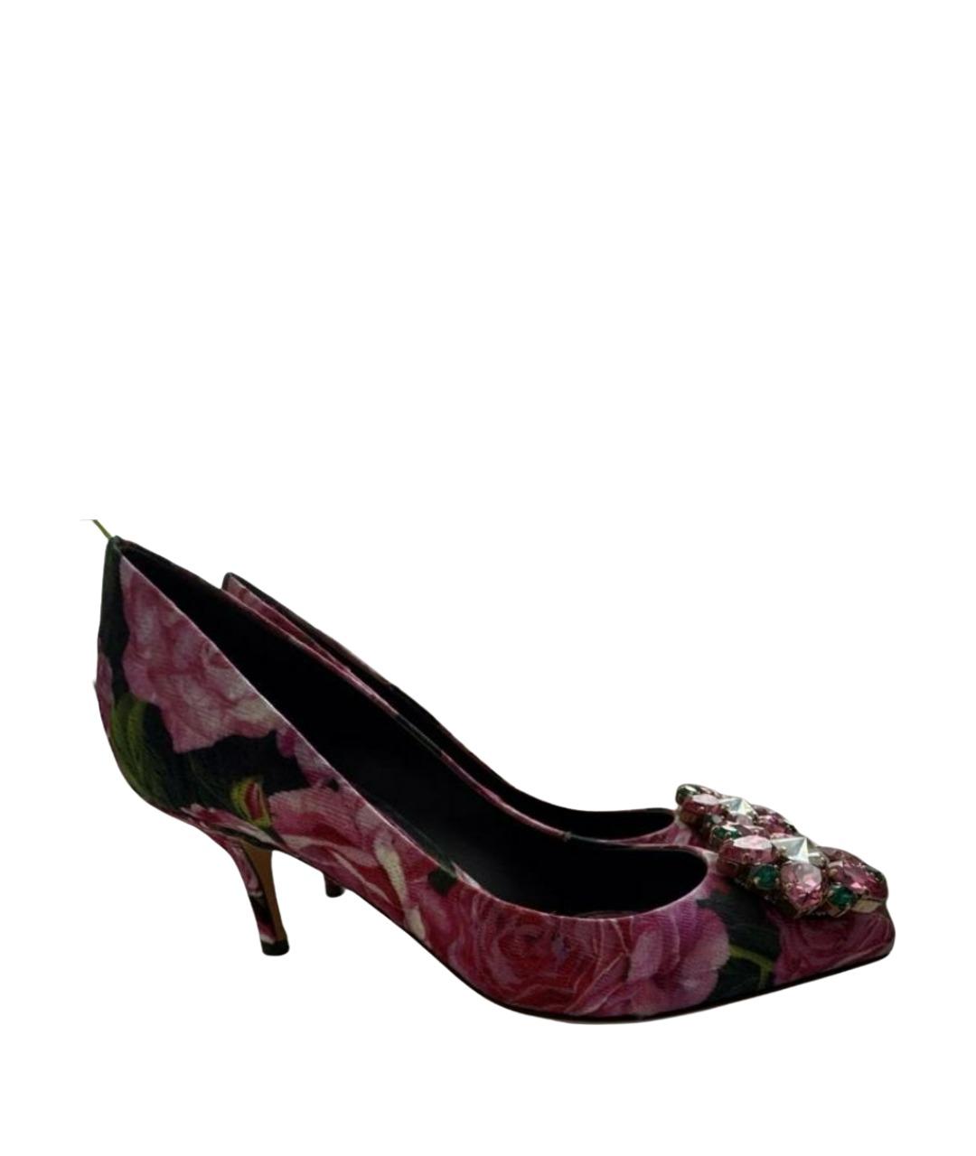 DOLCE&GABBANA Розовые текстильные лодочки на низком каблуке, фото 1