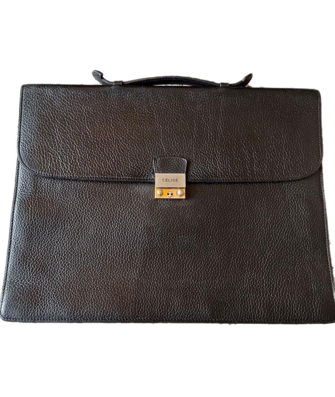 CELINE Черный кожаный портфель, фото 9