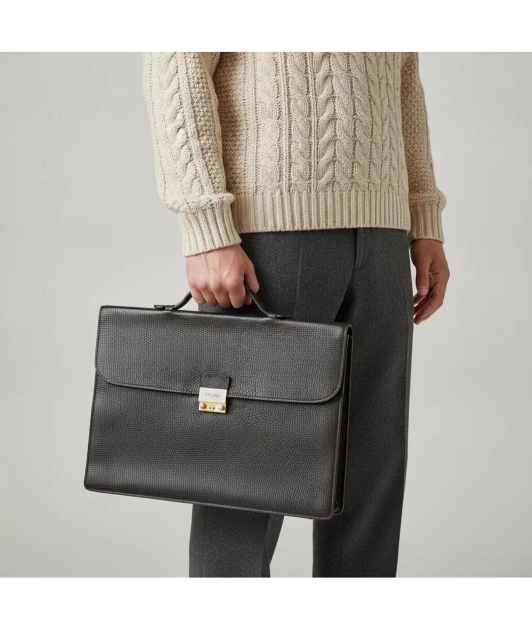 CELINE Черный кожаный портфель, фото 2